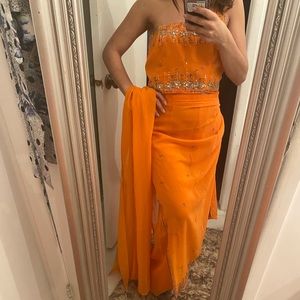 3 piece Orange Indian Handmade outfit